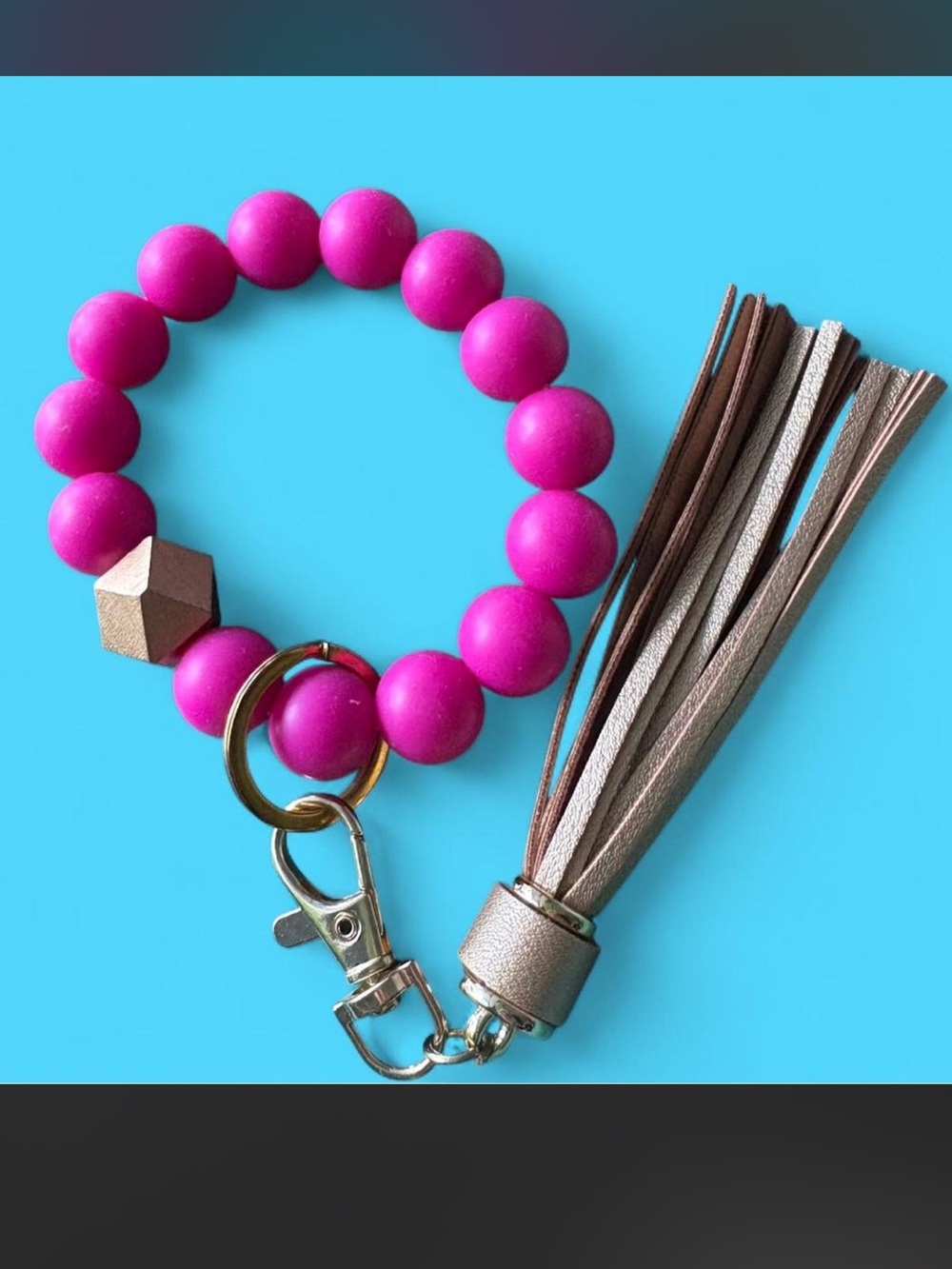 Stretchy Silicone Beaded Bracelet Keychain